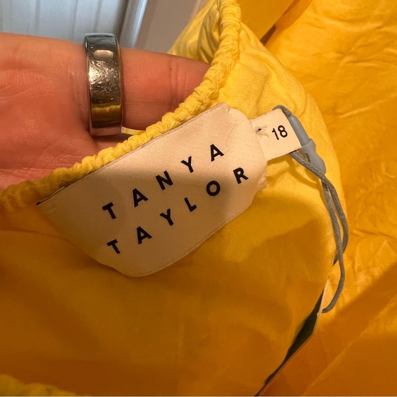 NWT Tanya Taylor Carly Dress Yellow Open Back Puff Sleeve - Picture 6 of 9